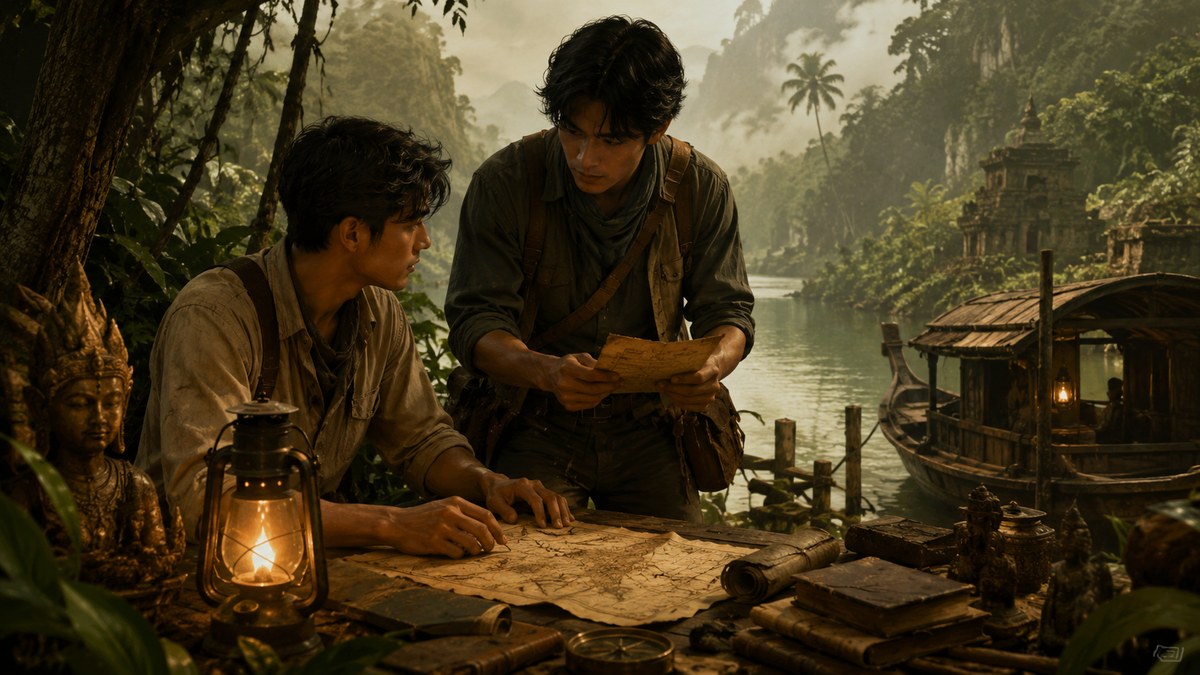Original BL Compass editorial artwork for Archives The Nanyang Mystery